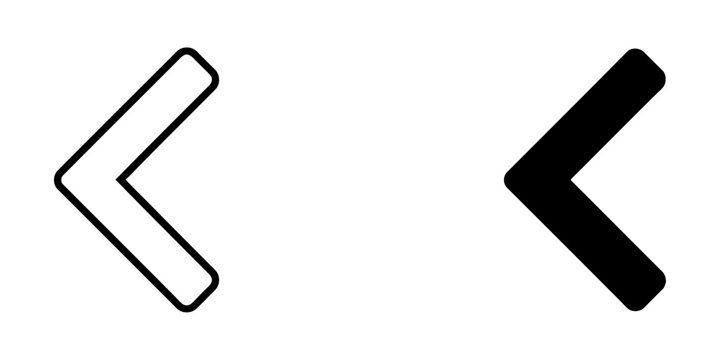 Left arrow chevron vector icon for navigation with navigation, previous