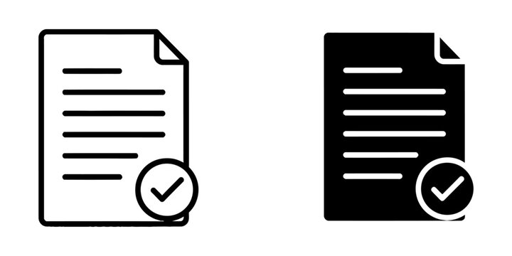 Document with checkmark icon for verified or approved status document approved
