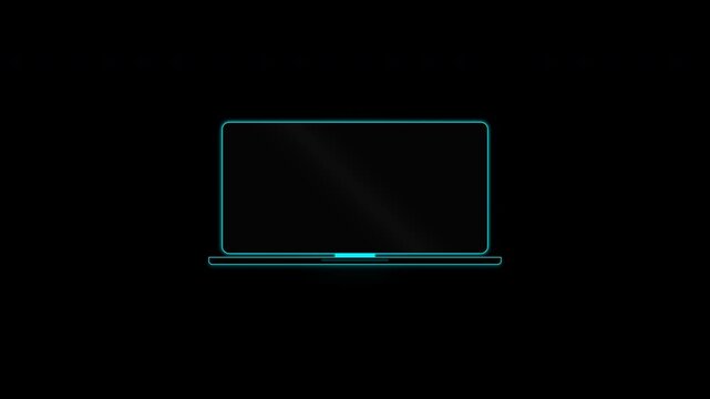 Cyan computer outlines shimmering in dark void cinematic for mobile technology marketing