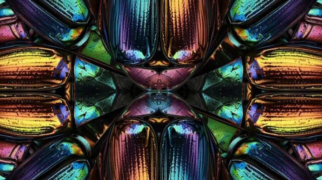 Kaleidoscope Symmetry of Iridescent Beetle Wing Patterns