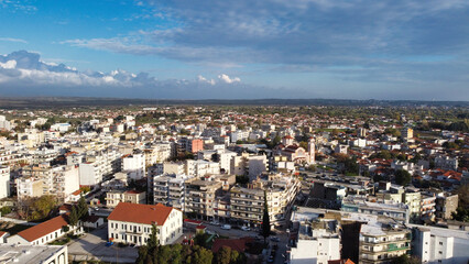 Fototapeta premium the town square of Komotini taken from a high at sunset