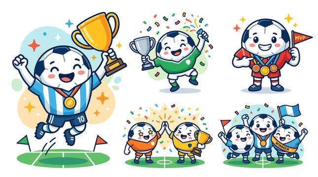 Cartoon characters celebrating sports victory.