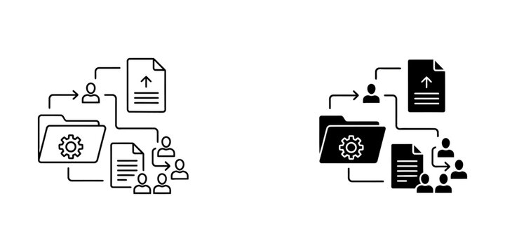 Document management system workflow and user collaboration diagram with document