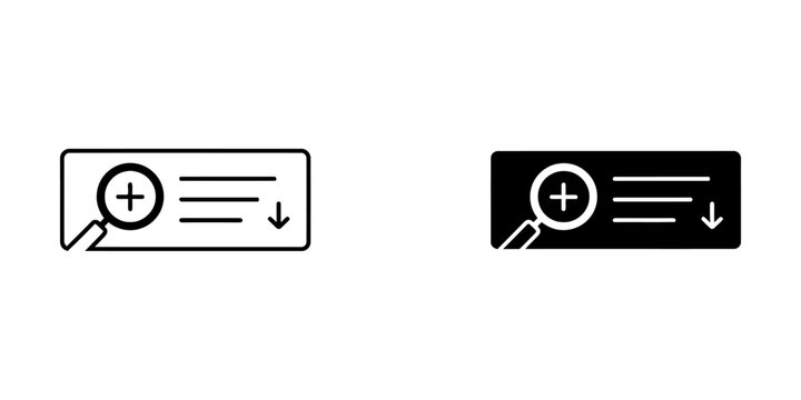 Search bar interface icons with zoom and filter details vector, magnifying