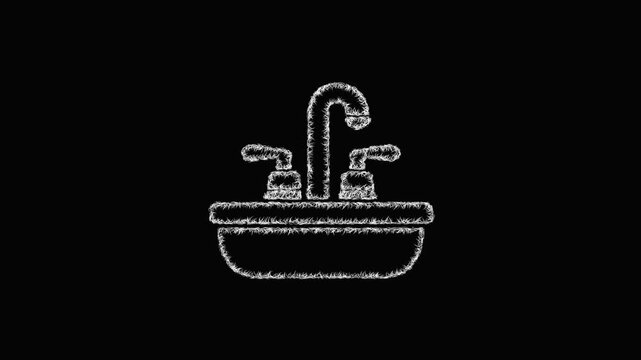 Sketch sink faucet combo icon animation - smooth progressive reveal