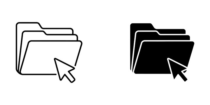 Folder directory selection icons with mouse cursor pointer for file management