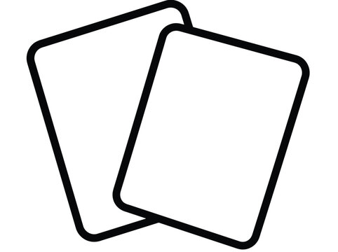 Two blank playing cards or paper sheets icon, vector illustration of a pair of empty rectangular cards