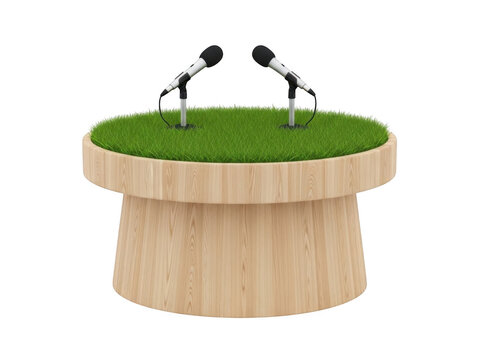 Two cartoon mushrooms with tiny figures on a brown mushroom cap isolated on transparent background