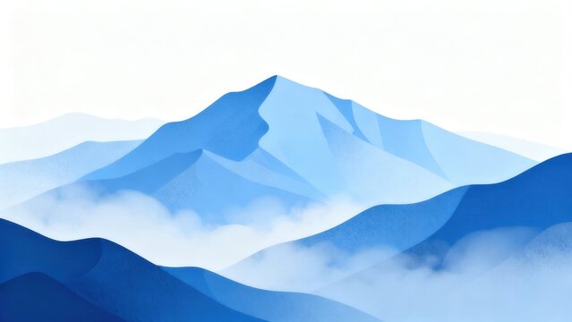 Blue mountain landscape with clouds
