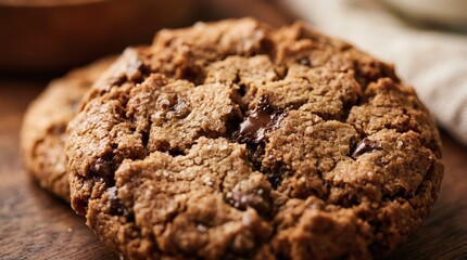 Fototapeta premium Delicious peanut butter cookie on wooden table perfect for National Peanut Butter Cookie Day