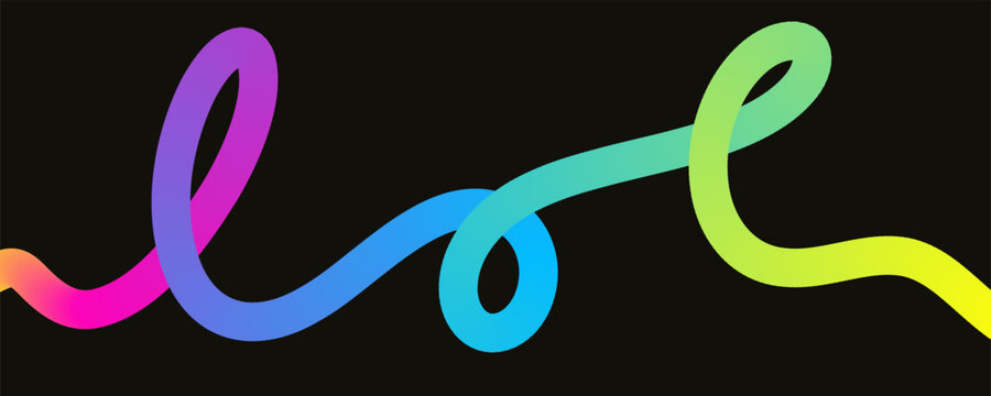 Abstract neon gradient line art forming an organic flowing shape with vibrant colors on solid black background