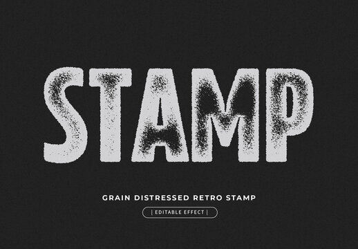 Grain Distressed Retro Stamp Text Effect