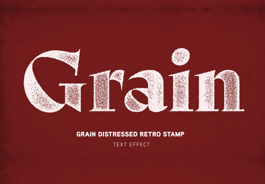 Grain Distressed Retro Stamp Text Effect