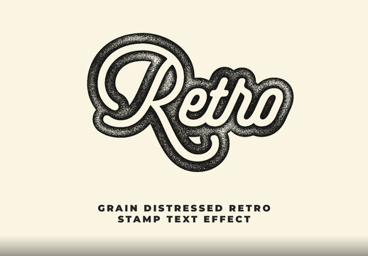 Grain Distressed Retro Stamp Text Effect