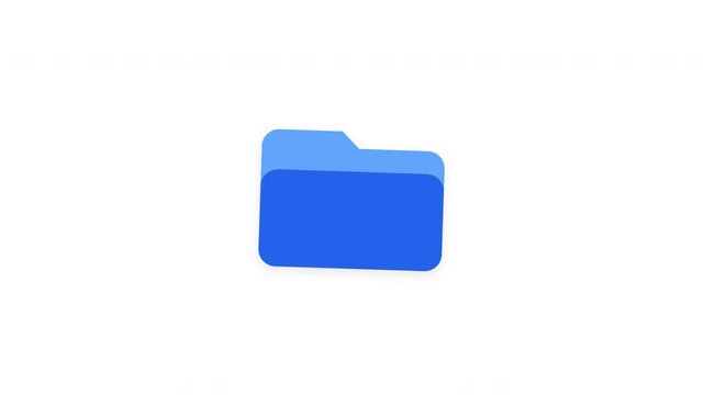 Blue folder icons moving on white backdrop minimalist animation for data management
