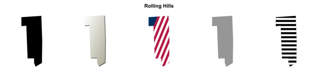 Obraz premium Rolling Hills (California) blank outline map