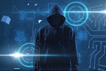 Silhouette of a man hacker in the hood © BillionPhotos.com