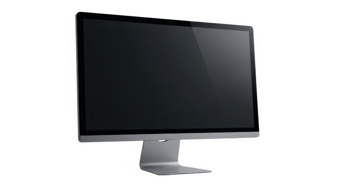 Modern computer monitor with blank screen isolated on white background