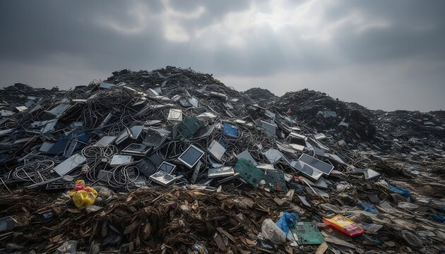 遺棄された電子機器の山が不気味に堆積する光景 (50 k&yacute; tự)