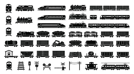 Collection of train vehicles and parts. © Okik