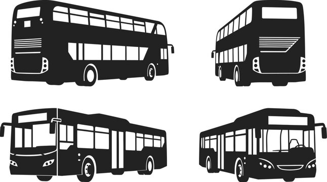 Double decker city bus silhouette vector