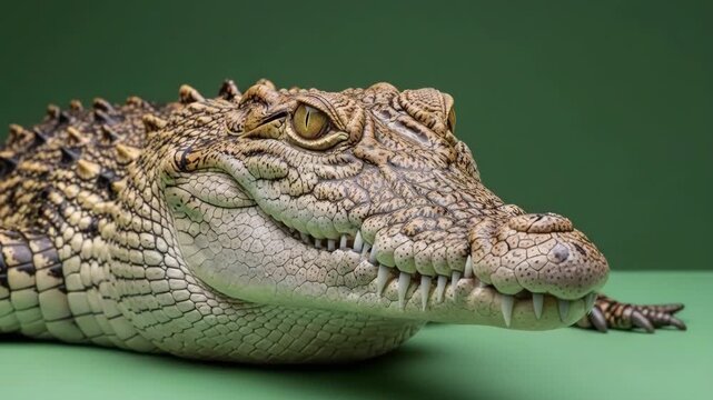Close-up portrait of a crocodile with open mouth
