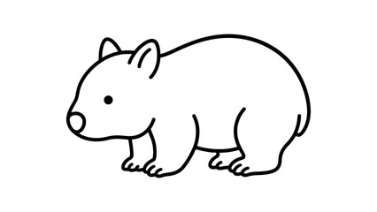 Obraz premium Minimal Wombat Vector Animal Outline Icon