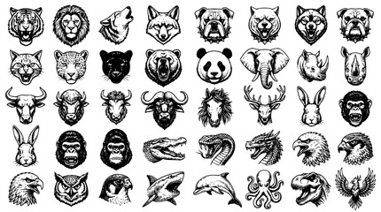 Wild Animal and Predator Vector Head Mascot Collection © SagorKundu