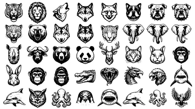 Wild Animal and Predator Vector Head Mascot Collection