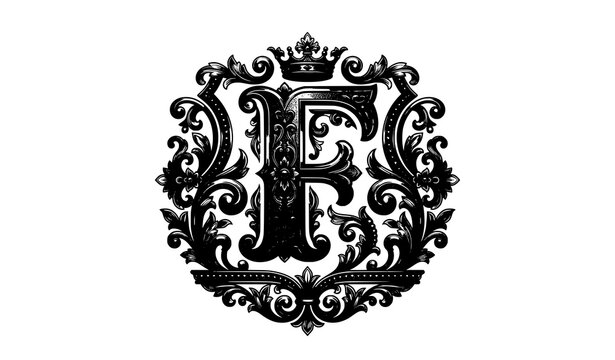 Luxury vintage letter F monogram logo with ornament frame vector