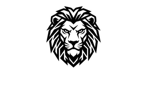 Majestic lion head black silhouette logo mascot design vector