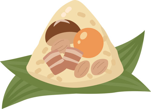Traditional Chinese Zongzi sticky rice dumpling illustration.