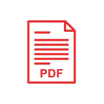 Vibrant red pdf icon with crisp white paper and lines design PNG isolated on transparent background