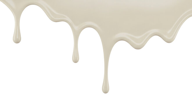 Creamy white liquid dripping on black background