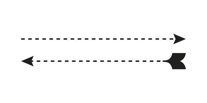 Black arrows with dotted lines pointing in opposite directions on transparent background