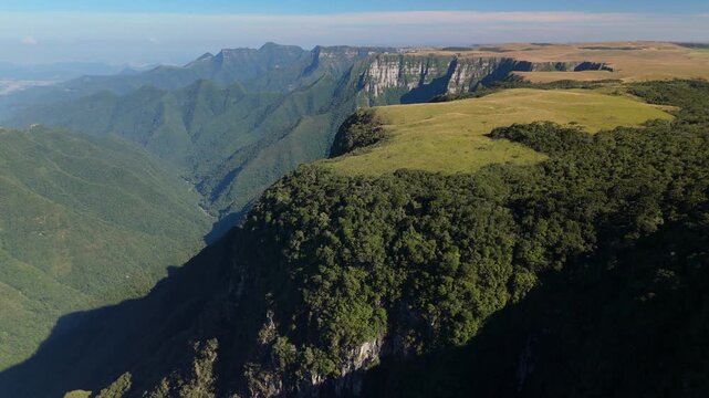 Mountains on the south of Brazil. Aerial view of the mountain range near the point of Pico do Monte Negro in the state of Rio Grande do Sul, Brazil