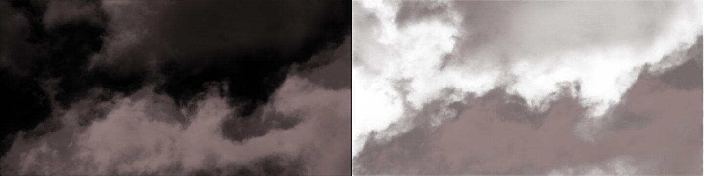 Moody dark smoke clouds with purple tint on transparent background for mystery and cinematic visual composition.