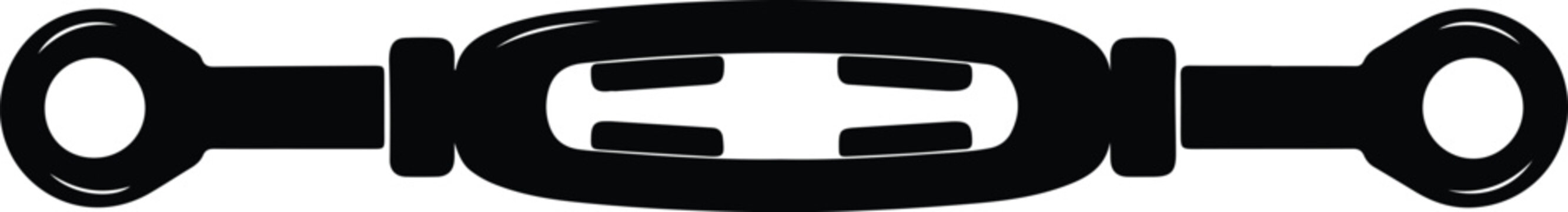 Silhouette design turnbuckle tensioner connector link industrial hardware equipment element vector