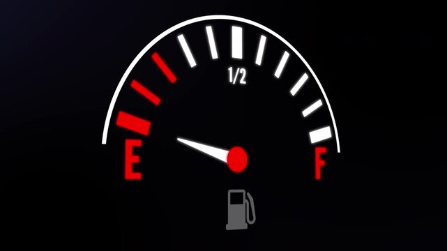 low level gasoline fuel gauge indicator sign car dashboard animation video footage
