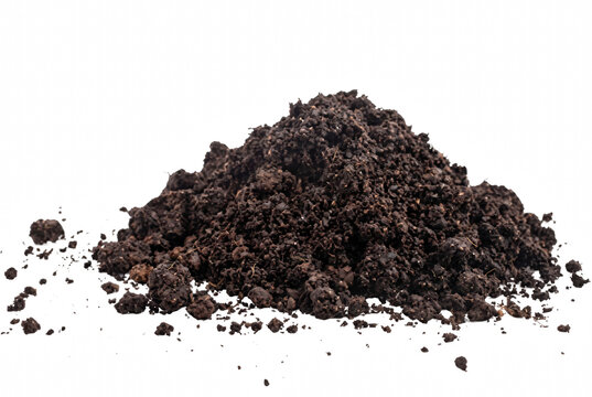 Pile of rich organic fertile garden soil isolated on a dark surface