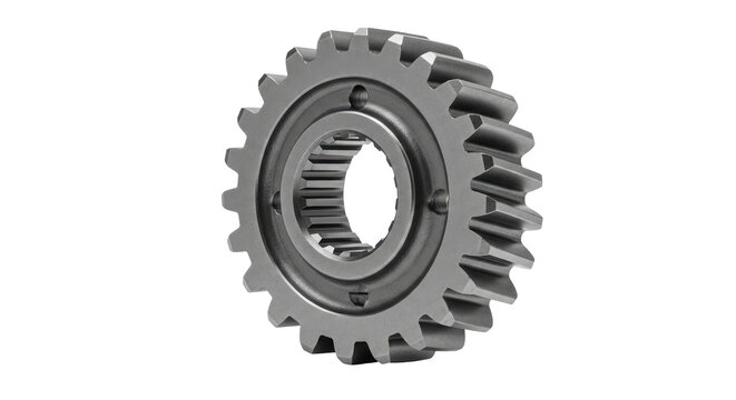 Metallic gear with splined hub on black cogwheel