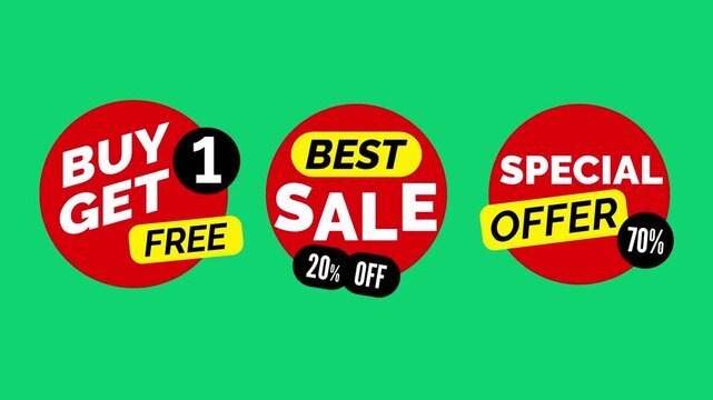 best sale special offer buy 1 get free stickers animation chroma key video footage