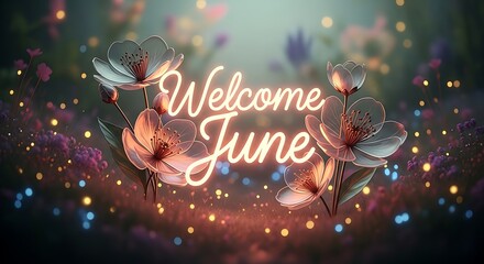 Festive welcome june celebration with sparkling lights and fireworks.