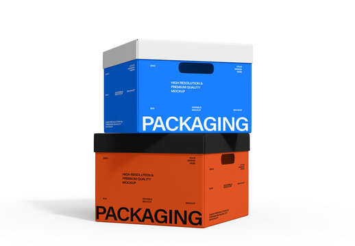 Stacked Square Box Packaging Mockup