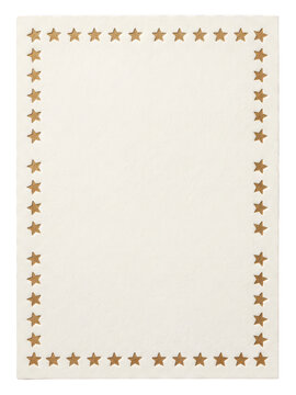 Empty rectangular border frame with golden stars isolated on transparent background