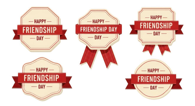 Set of vintage ribbon badges and labels with text for awards and recognition