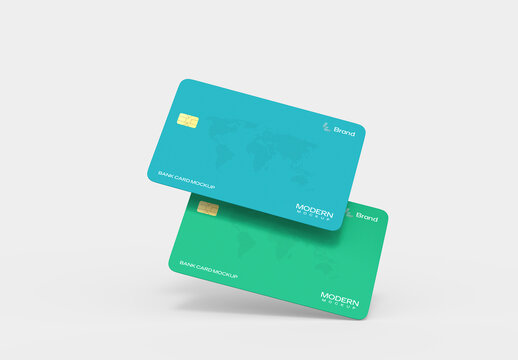 Floating Credit Card Mockup Set
