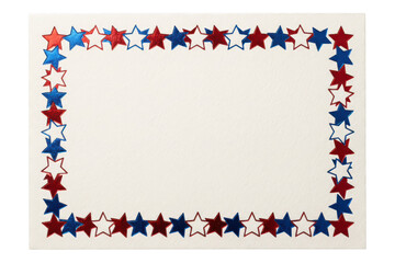 Fototapeta premium Red and blue star border frame isolated on transparent background
