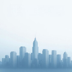 Fototapeta premium Modern Real Estate Background with City Skyline Silhouette – Corporate Blue Gradient Business Design 