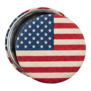 American flag button or pin isolated on transparent background